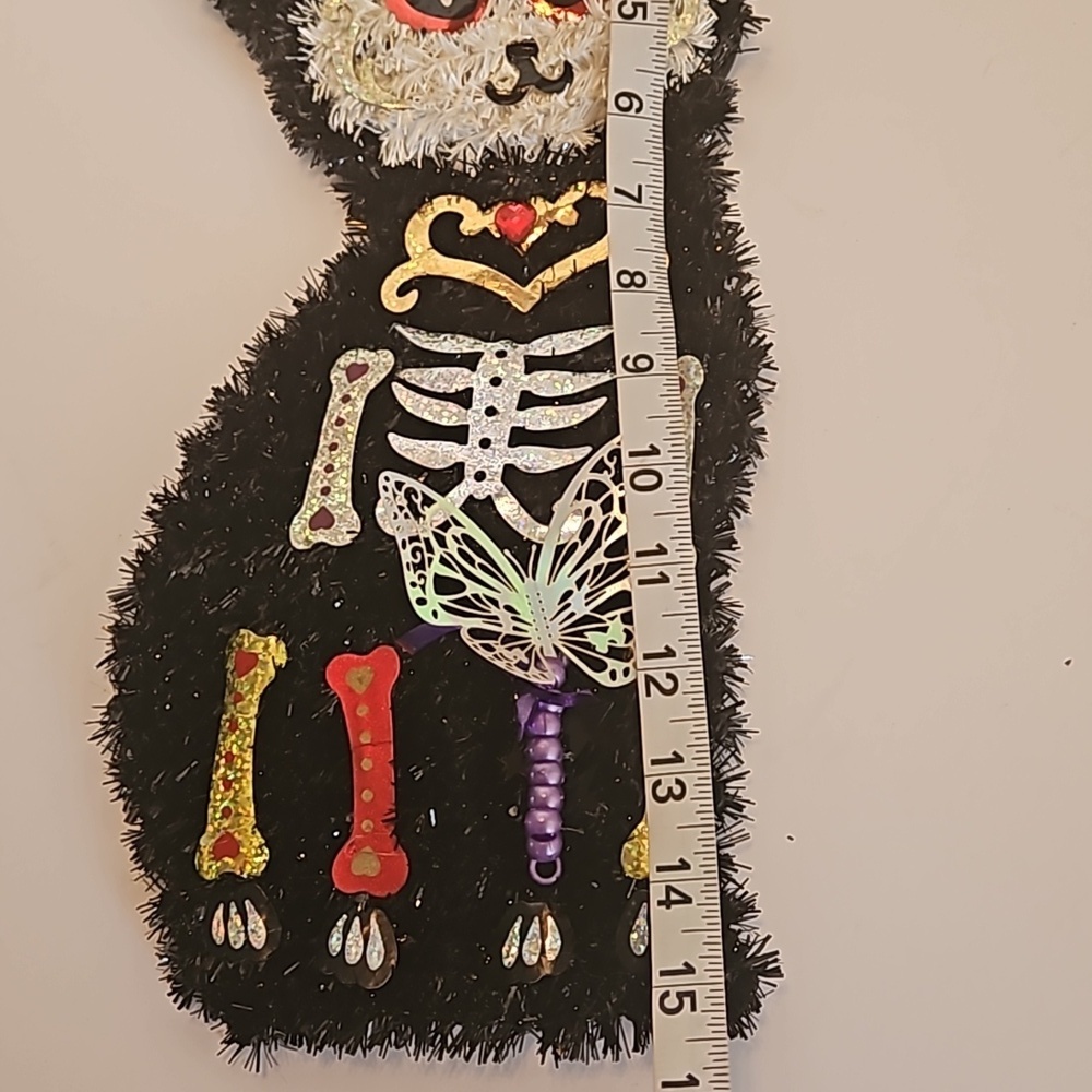 Hand crafted Halloween Cats Set of 2 Black Cats Handmade Holographic Bone detail - Picture 17 of 17